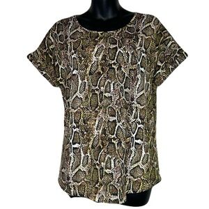 Ashley Blue Snake Print Short Sleeve Top